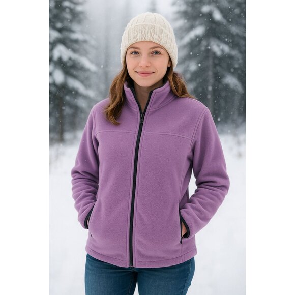 Kim Rogers Fleece Zip Up Jacket Women’s Medium  Purple Cozy Casual Outdoor Layer - Picture 1 of 8